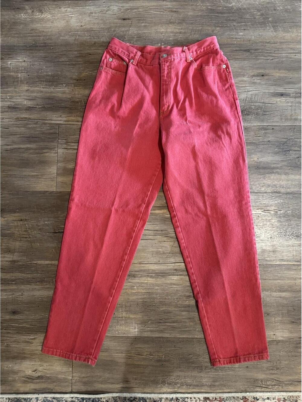Vtg Lew Magram Red Western Denim Sz 28x30 90's Y2K Straight Leg